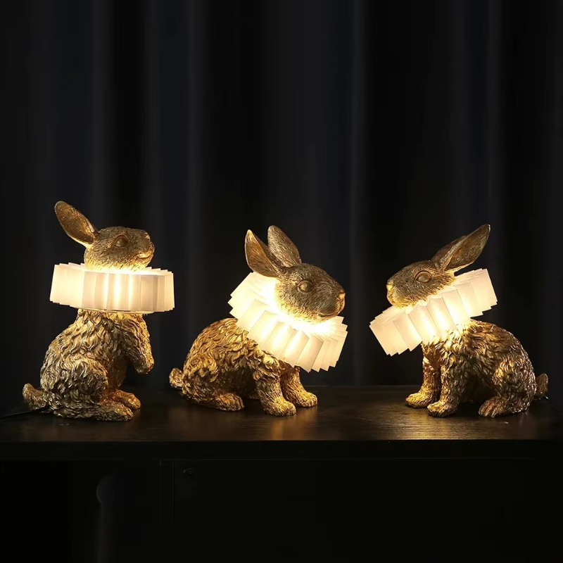 Resin Art On Floor - Rabbit table lamp Cute Resin animal