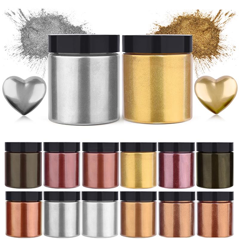 Resin Art Liquid - 50g Shimmer Metallic Gold Silver Color