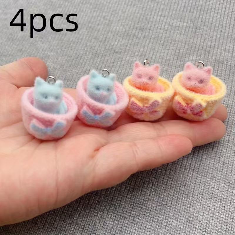 4pcs 3D plush resin cat pendan - огляд і ціна Resin Art Pendant