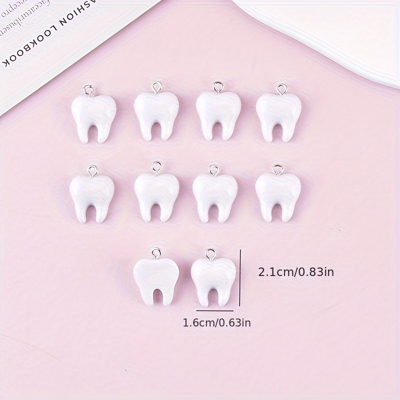 10Pcs Fun Tooth Resin Charms C - огляд і ціна Resin Art Pendant