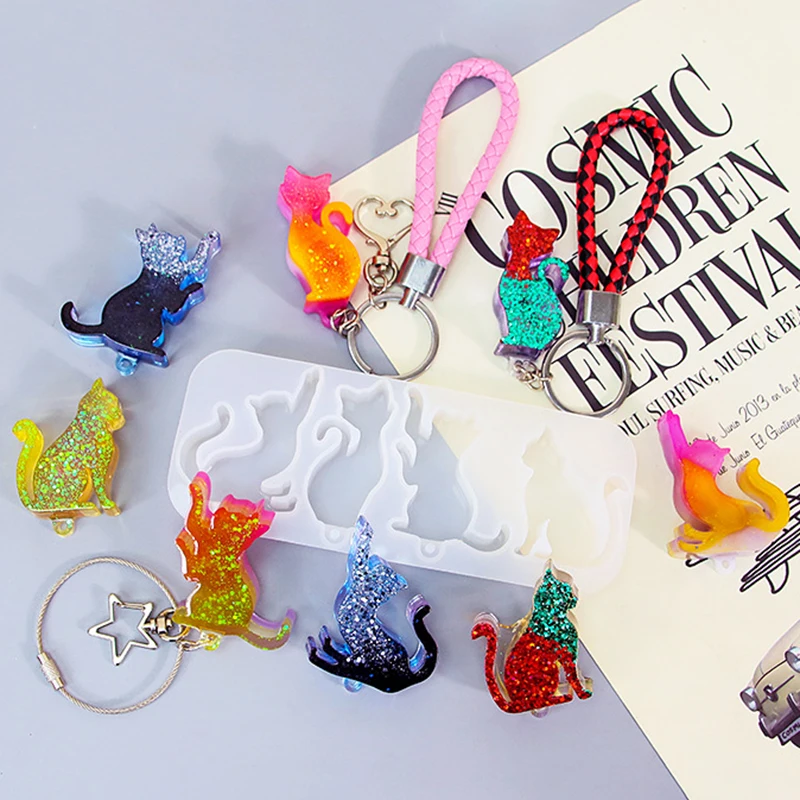 DIY Cat Shape Keychain Pendant - огляд і ціна Resin Art Stone