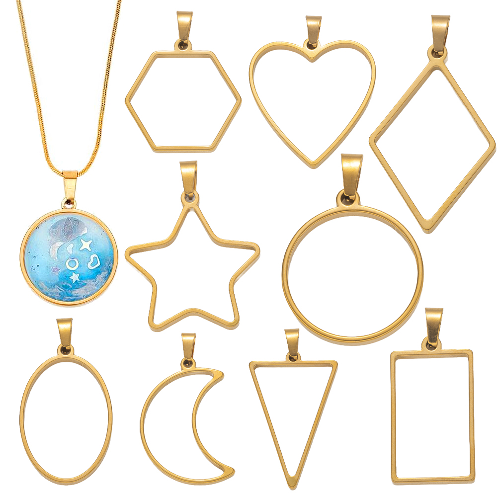 5pcs Stainless Steel Open Back - огляд і ціна Resin Art Pendant