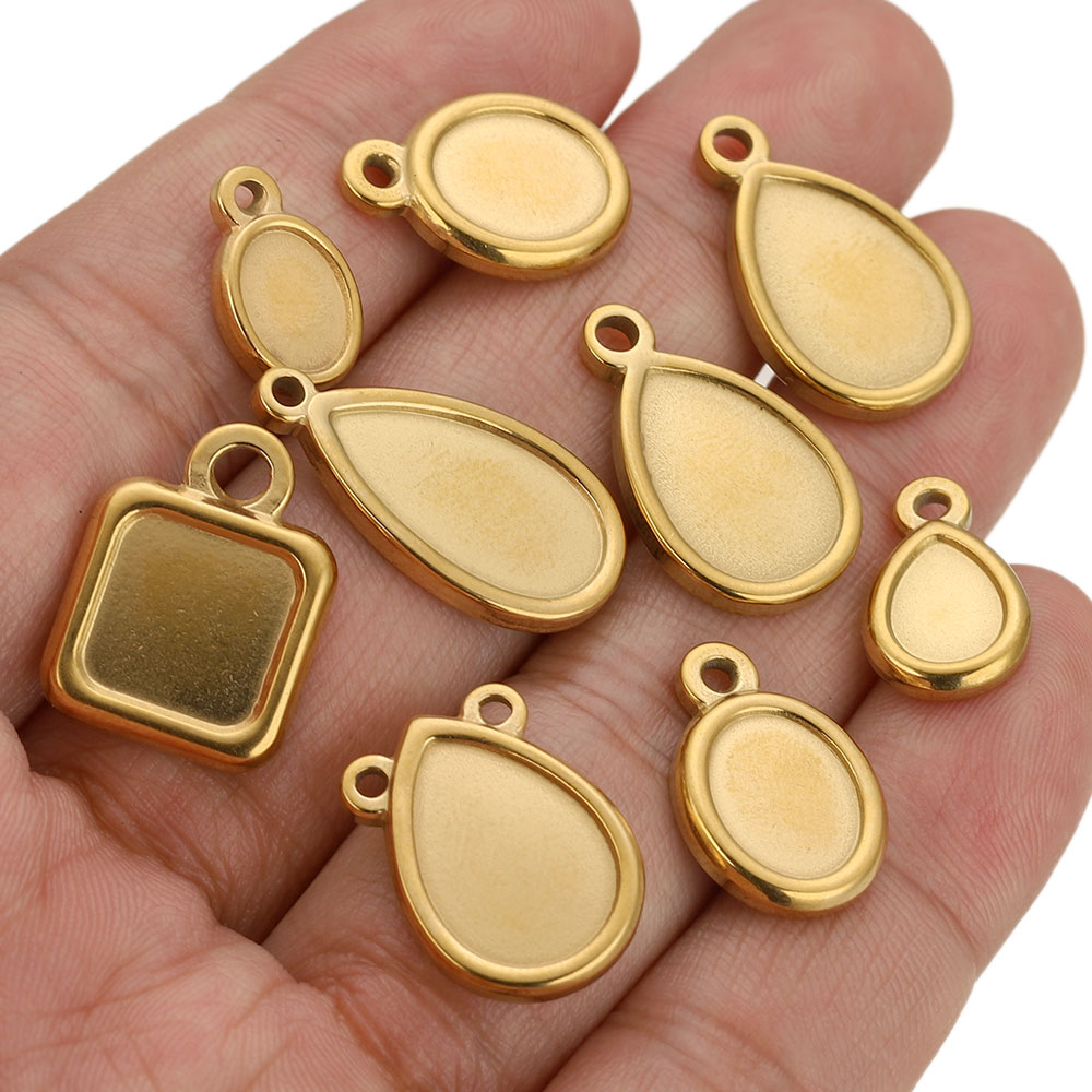 5pcs Stainless Steel Square Dr - огляд і ціна Resin Art Pendant
