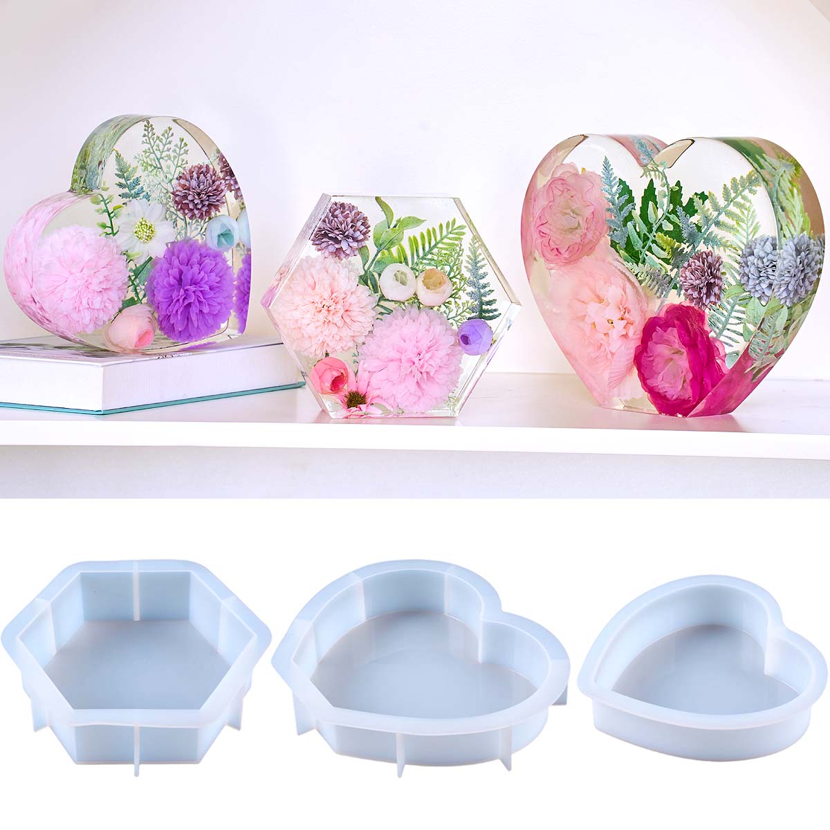 Heart Hexagon Ornament Bookend - огляд і ціна Resin Art Stone