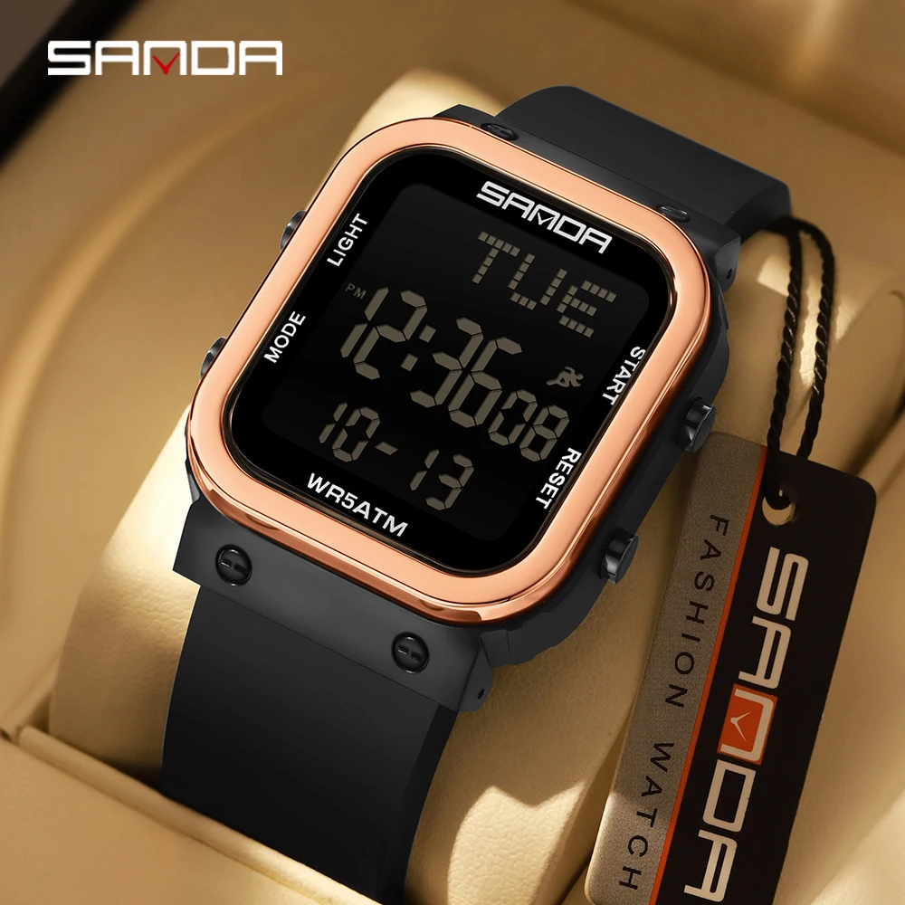 SANDA Digital Watch Men Milita - огляд і ціна Resin Art Underwater