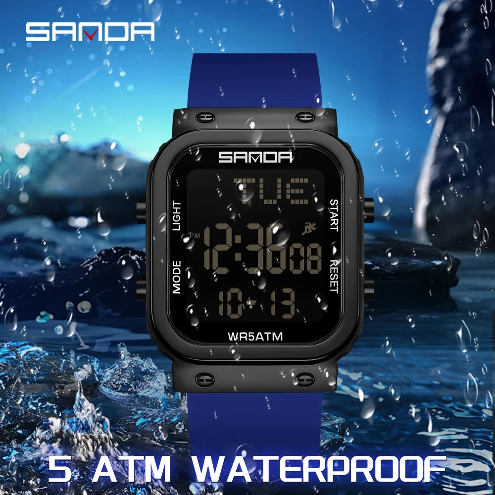 SANDA Digital Watch Men Milita - огляд і ціна Resin Art Underwater