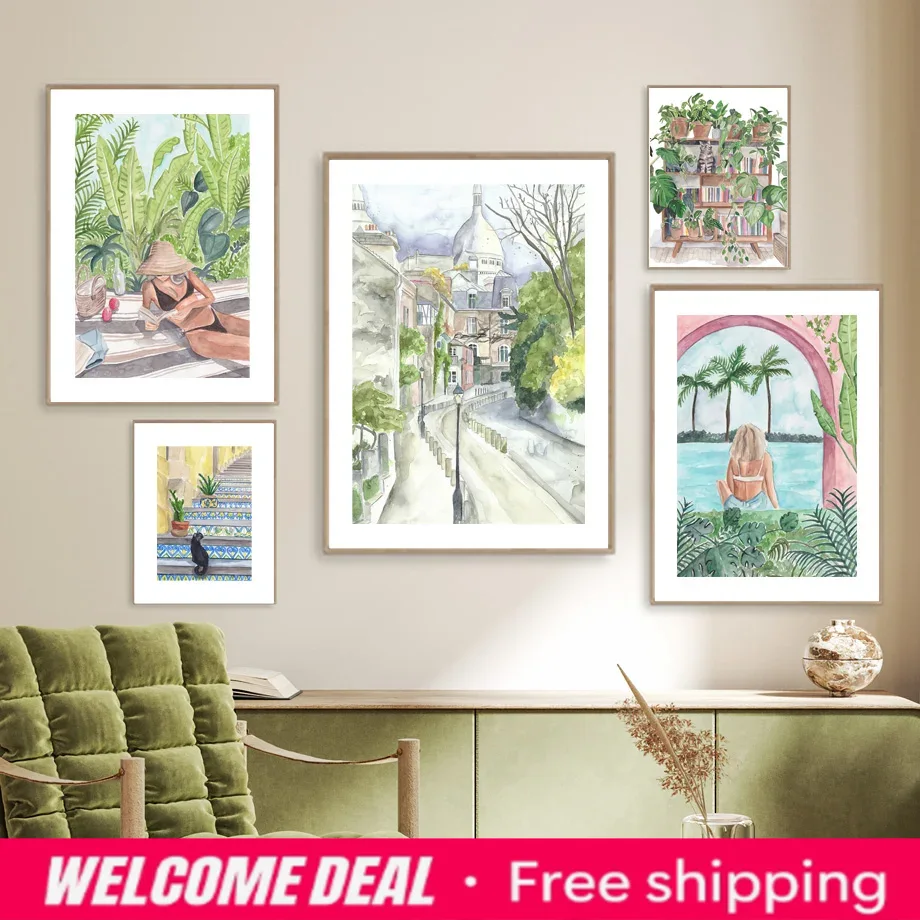 Watercolor Travel Wall Art Mur - огляд і ціна Resin Art Aesthetic
