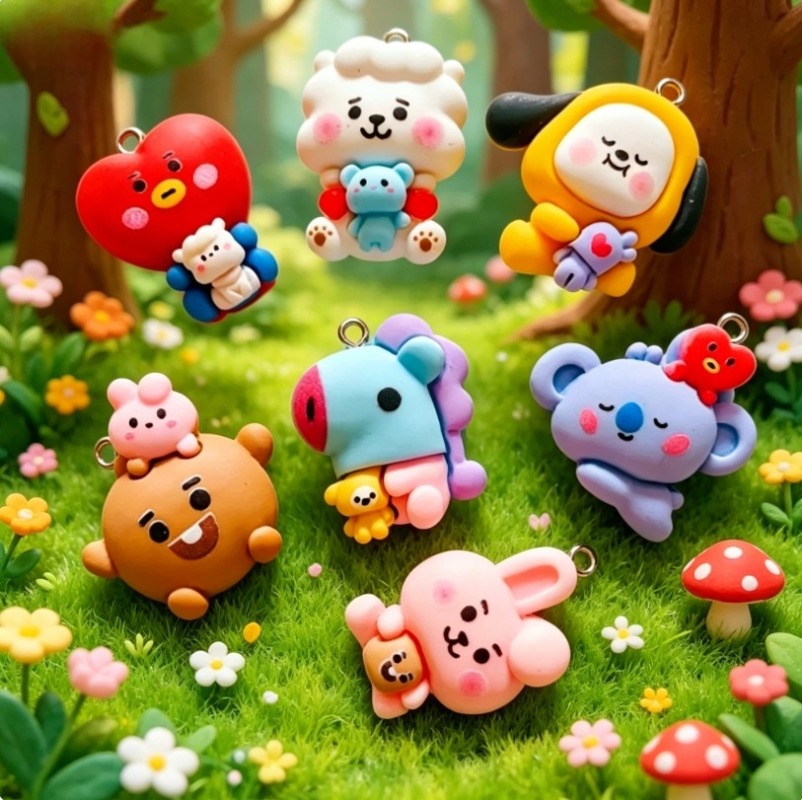 7pcs BT21 Resin Cartoon Charm  - огляд і ціна Resin Art Pendant