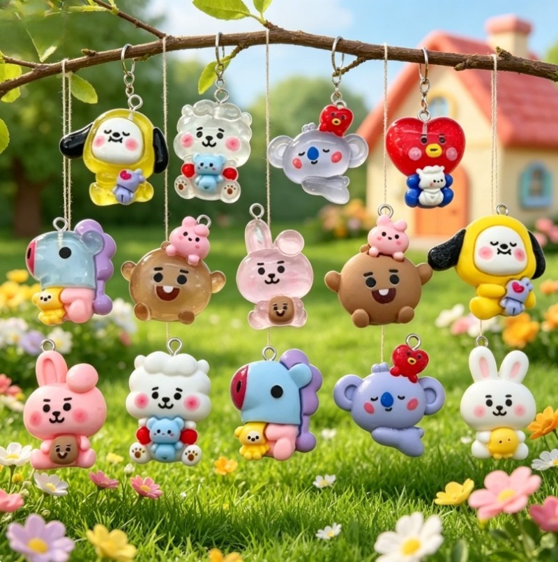 7pcs BT21 Resin Cartoon Charm  - огляд і ціна Resin Art Pendant