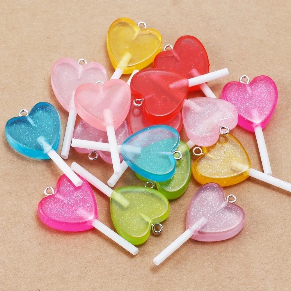 10Pcs Kawaii Sparkly Heart Lol - огляд і ціна Resin Art Pendant