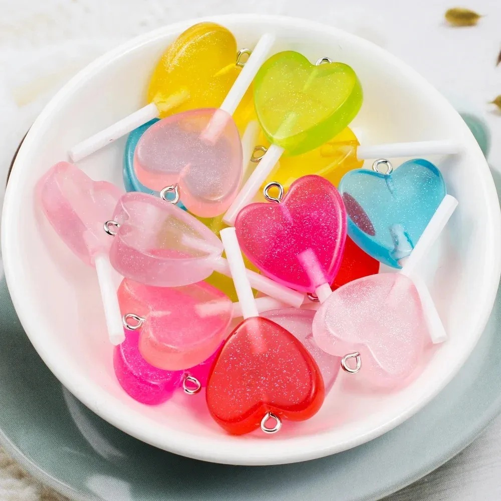 10Pcs Kawaii Sparkly Heart Lol - огляд і ціна Resin Art Pendant